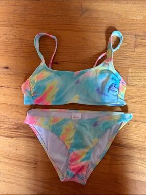 Xhilaration Pastel Tie-Dye Ribbed  Bikini - Blue, Pink, Yellow, Purple